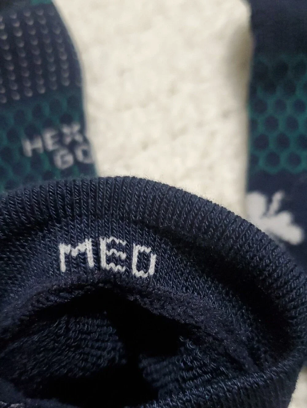 Bombas Navy and Teal No-Show HEX TEC GOLF Performance Socks